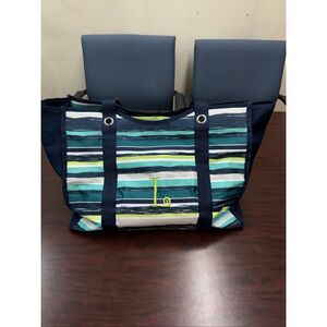 Thirty-One L Initial Sea Stripe Utility Tote Bag